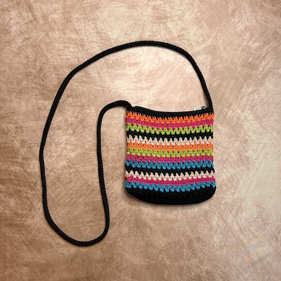 The Sak Handbags - The Sak Multicolor Crochet Crossbody Bag Zipper Closure Satchel Purse Festival
